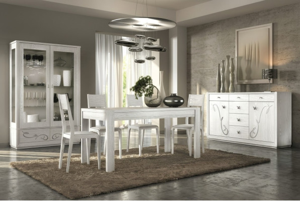 Dining room dining table chair sideboard display cabinet dining set table tables wood set 7-piece.