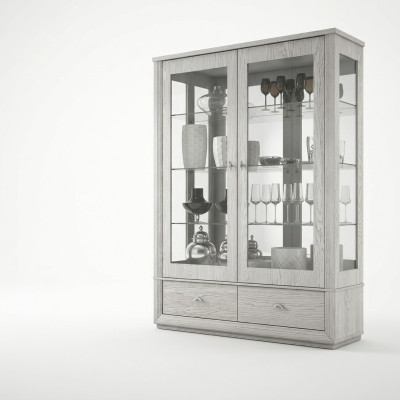 Luxury display showcase vitrines glass cabinet modern wood gray shelf furniture