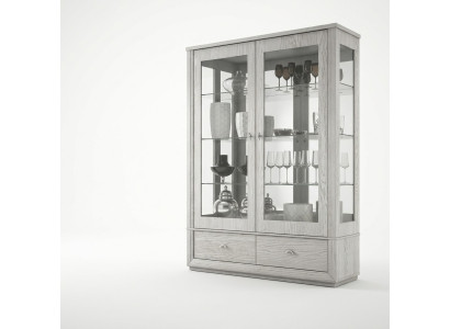 Luxury display showcase vitrines glass cabinet modern wood gray shelf furniture