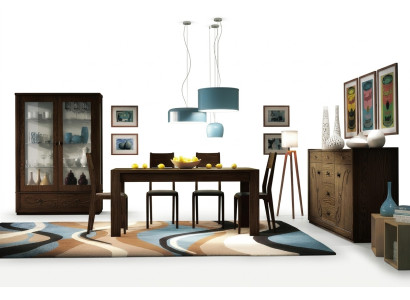 Dining Group Set 7-piece. Dining Room Dining Table Chair Sideboard Display Cabinet Table Tables Wood