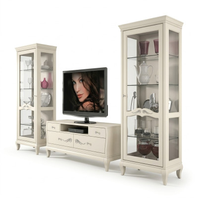 Living room display cabinet RTV display cabinet TV modern wood furniture cabinet style set new 3-piece.