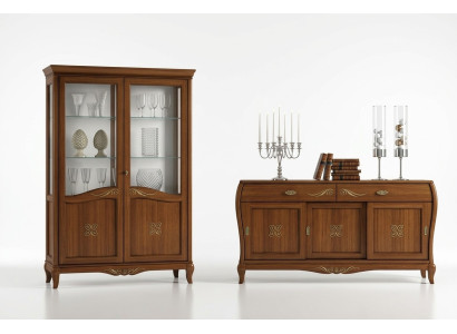 Design Set 7-piece Dining Room Dining Table Chair Sideboard Display Cabinet Group Dining Tables Wood