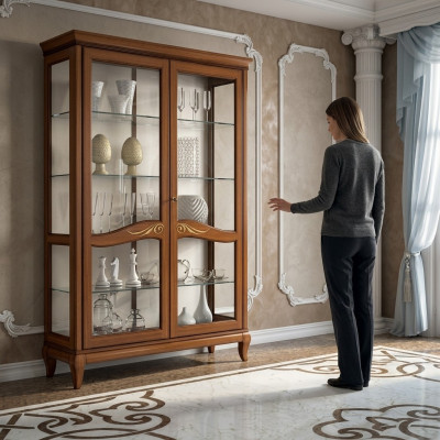 Display luxury showcase display case glass cabinet wood shelf modern cabinets new