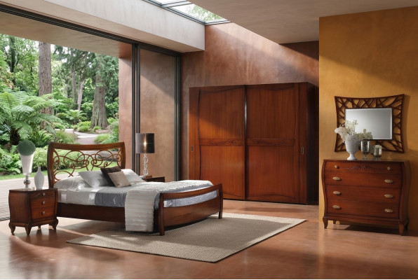 Luxury bedroom set bed nightstand wardrobe dresser mirror new 6-piece set