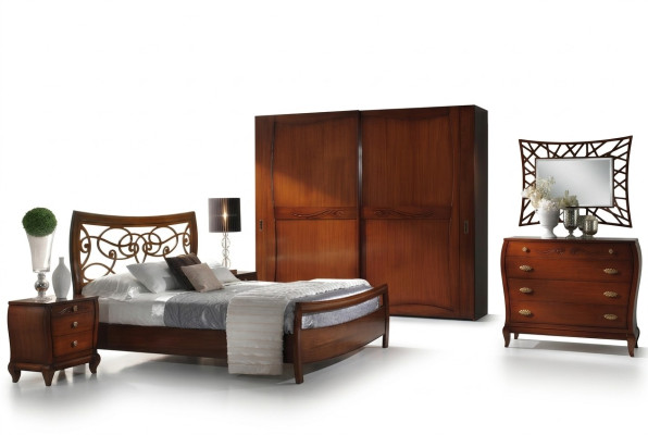 Luxury bedroom set bed nightstand wardrobe dresser mirror new 6-piece set