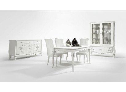 Dining room dining table chair sideboard display cabinet set table wood tables luxury set 7-piece set.