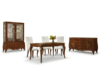 Dining room dining table chair sideboard display cabinet group dining wood set new set 7-piece.