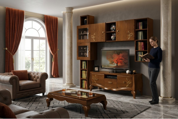Classic group rtv set living room display cabinet tv modern wood furniture cabinet style