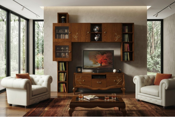 Classic group rtv set living room display cabinet tv modern wood furniture cabinet style