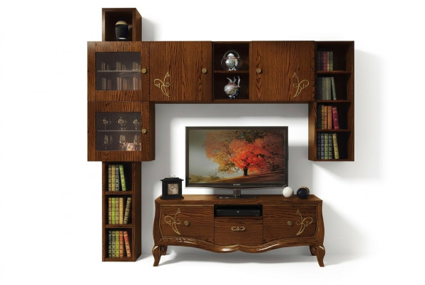 Classic group rtv set living room display cabinet tv modern wood furniture cabinet style