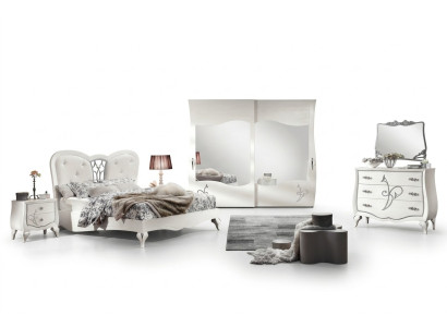 Bedroom bed, nightstand, wardrobe, dresser, mirror new 6-piece luxury set