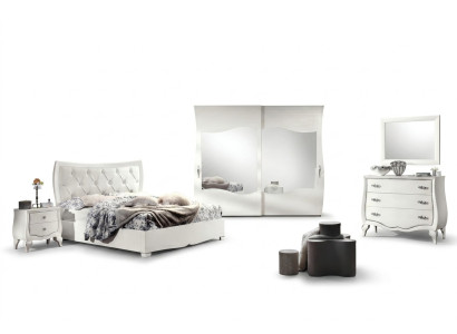 Bedroom suite bed nightstand wardrobe dresser mirror set 6-piece
