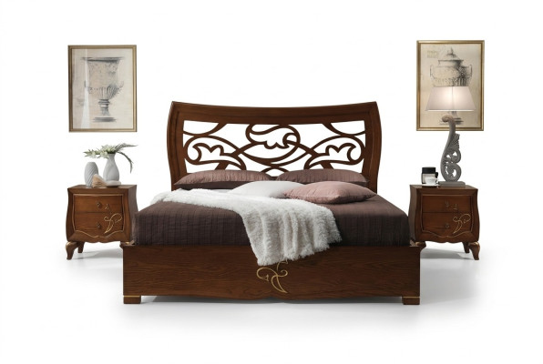 Double bed beds bed frame bed wood double bedroom brown modern 160x200