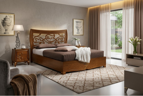 Bedroom Bed Nightstand Beds Set Wood Bed Frame Luxury New Set 3-piece.