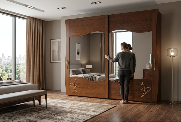 Wardrobe Closet Mirror Wood Furniture Cabinets Wardrobe Wood Italy New