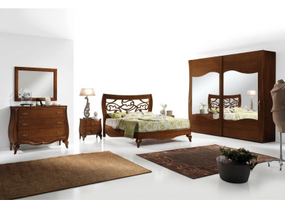 Bedroom bed nightstand wardrobe dresser mirror set 6-piece