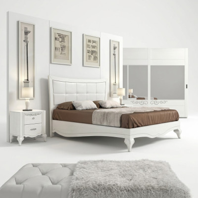 Bedroom bed nightstand beds double wood designer modern new set 3-piece