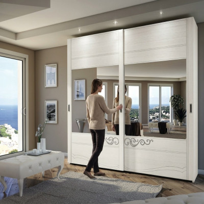 Wardrobe Cabinet Shelf Storage Closet Modern Mirror Wood Design