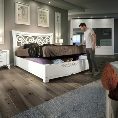 Bed frames double bed luxury beds wood bed frame white design modern new