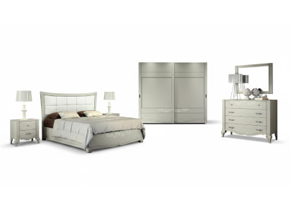 Luxury 6-piece Set Bedroom Bed Nightstand Wardrobe Dresser Mirror Wood