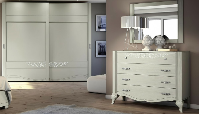 Dresser Mirror Cabinet Dressers Shelf Console Furniture Wooden Cabinet Italy Set 2-piece.