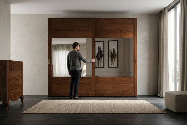 Wardrobe Closet Shelf Storage Coat Rack Modern Mirror Wood Design