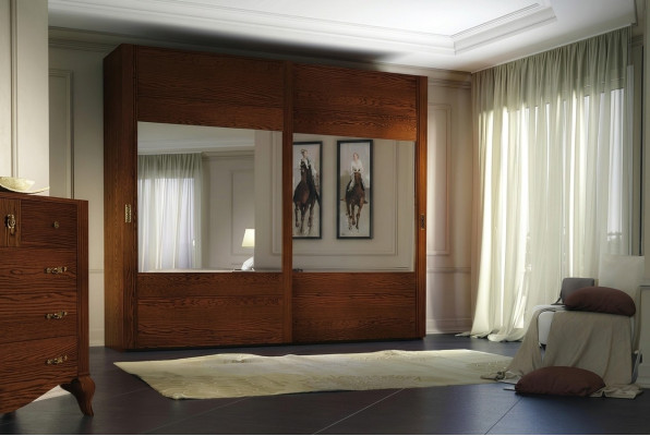 Wardrobe Closet Shelf Storage Coat Rack Modern Mirror Wood Design