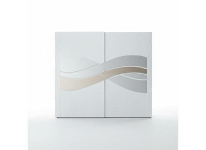 Luxury wardrobe design, wooden closets with mirrors, interior fittings.