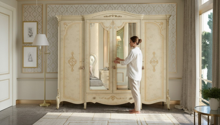 Wardrobe Closet Baroque Style Furniture Classic Bedroom Closets Wood
