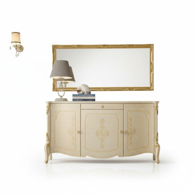 Sideboard Mirror Sideboard Wooden Design Furniture Style Dresser Set 2 pieces.