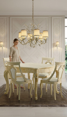 Extendable dining table classic design table Italian furniture wood dining