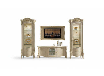 Classic TV cabinet and frame made of natural wood in a classic style