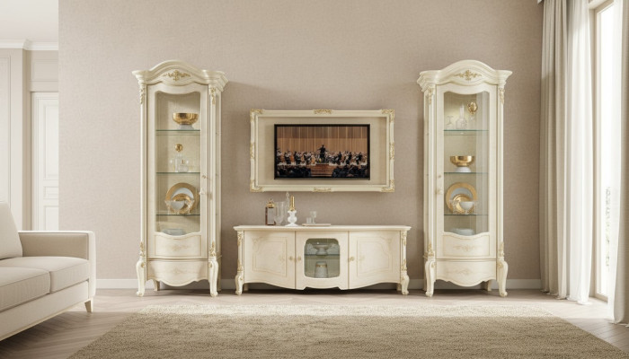 Classic display cabinet showcase luxury cabinet wood Italian style furniture glass new