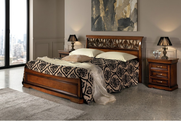 Italian bedroom furniture bed nightstand solid wood bed set 3-pieces