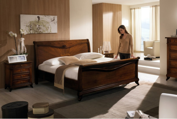 Classic bed luxury furniture beds bedroom furnishings nightstand 2x 3-piece set.