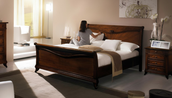 Double bed bedroom bed furniture wood design Vaccari giovanni solid beds