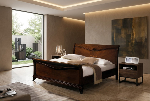 Double bed bedroom bed furniture wood design Vaccari giovanni solid beds