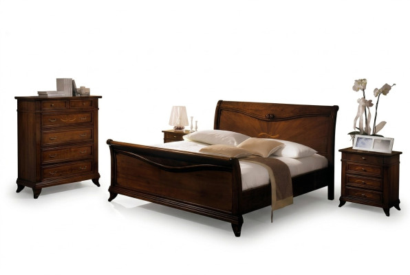 Double bed bedroom bed furniture wood design Vaccari giovanni solid beds