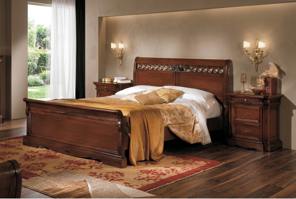 Bedside table solid wood cabinet furniture bed double furniture bedroom Italy 3-piece set