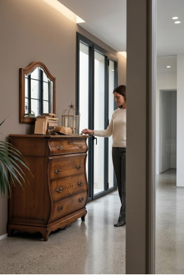Dresser Sideboard Cabinet Wood Dressers Italian Furniture Solid Mirror 2-piece