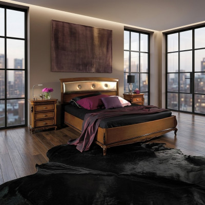 Double bed, beds, bedroom furniture, solid wood, Vaccari cav giovanni bed, new