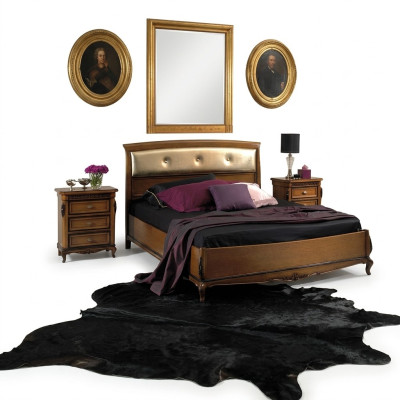 Double bed, beds, bedroom furniture, solid wood, Vaccari cav giovanni bed, new
