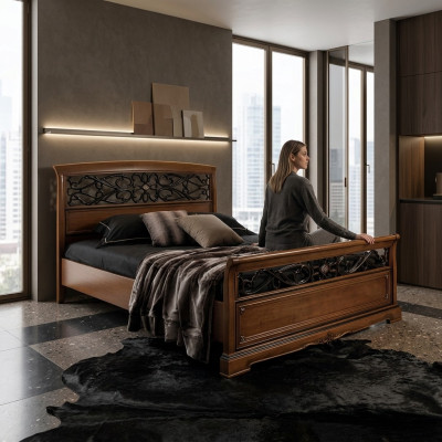 Bedroom set bed with 2 nightstands bed design furniture 3-piece set.