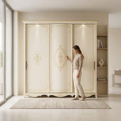 Solid wood wardrobe, bedroom furniture design wardrobe, white cupboards