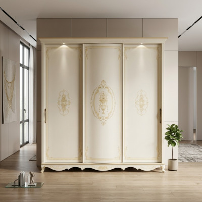 Solid wood wardrobe, bedroom furniture design wardrobe, white cupboards