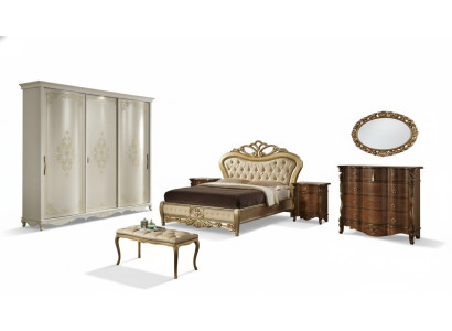 Bed double beds nightstand wardrobe dresser bedroom furniture 5-piece set.