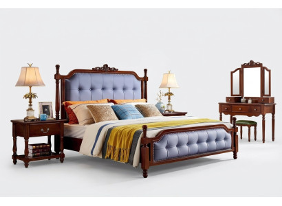 Bed luxury bedroom double bed wood upholstered bed frame Chesterfield