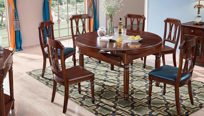 Dining Set Complete Set Dining Table + 6 Chairs Dining Room Group Wood Table