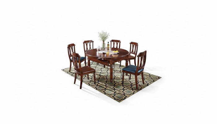 Dining Set Complete Set Dining Table + 6 Chairs Dining Room Group Wood Table