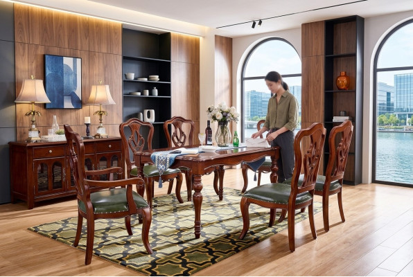 Complete set dining table + 6 chairs dining room set dining group wood table tables 7 pieces